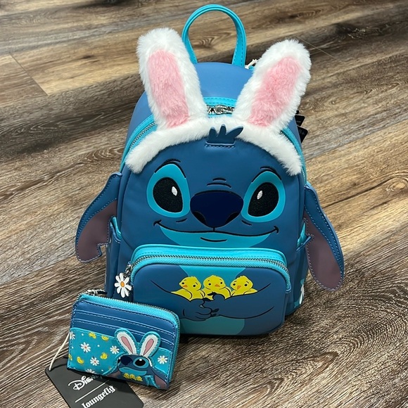 NWT Loungefly Disney “Easter” Lilo & Stitch Bunny Ears Mini Backpack Wallet Set🐣 - Picture 16 of 16